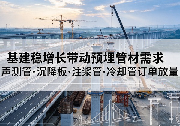 任城基建稳增长带动预埋监测管材需求，声测管、沉降板、注浆管订单持续放量