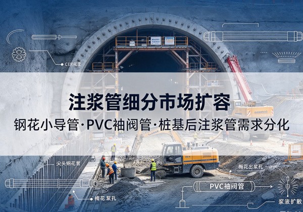 任城注浆管细分市场扩容，隧道钢花小导管、PVC 袖阀管、桩基后注浆管需求分化